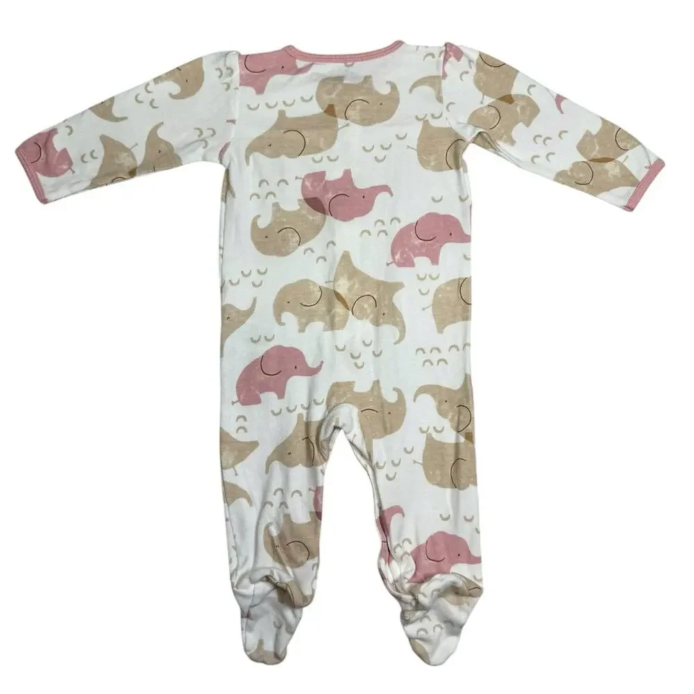 NWOT Carter's Footie Sleeper Pajamas Baby Girl Elephants White 9 Months